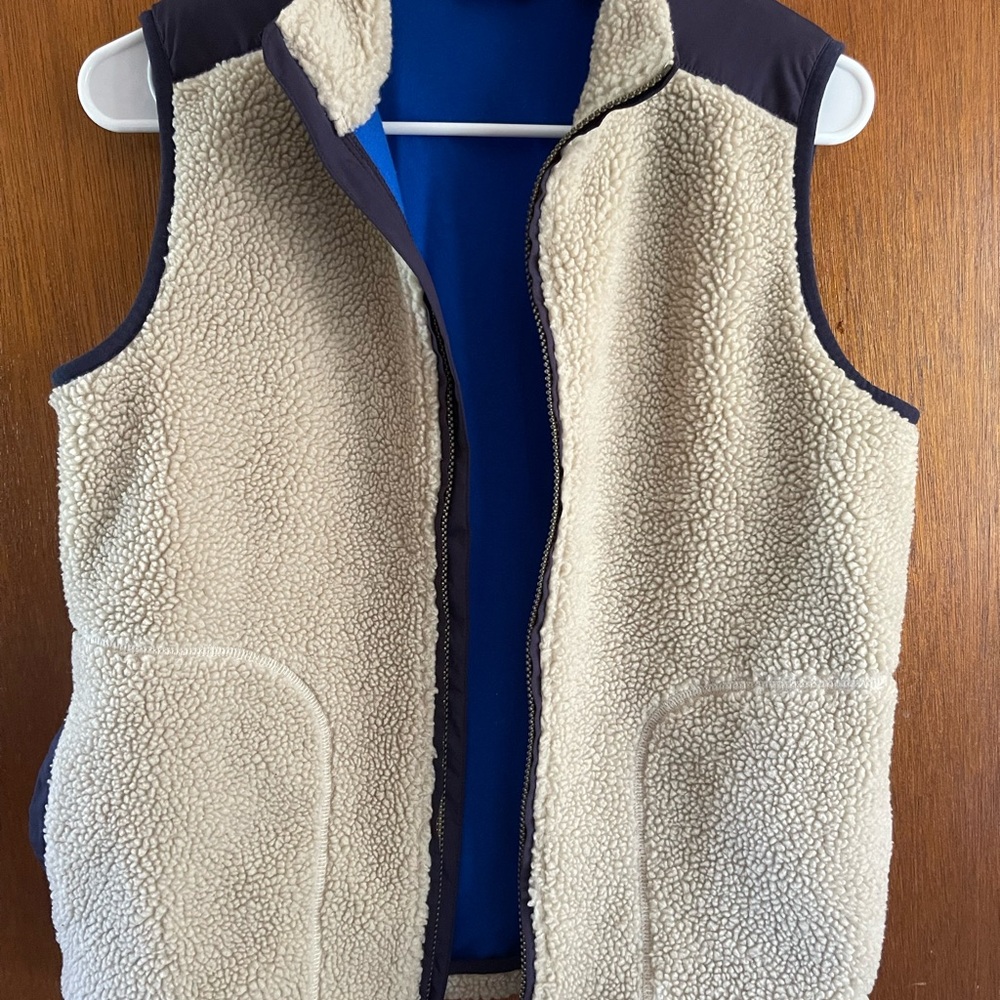 Lands End Kids Cream Sherpa Vest